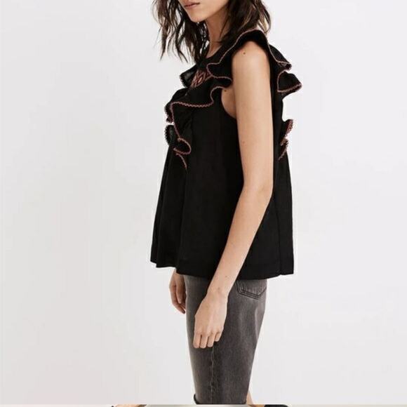 MADEWELL Embroidered Ruffle-Shoulder Tank Top Size XL - Picture 5 of 9